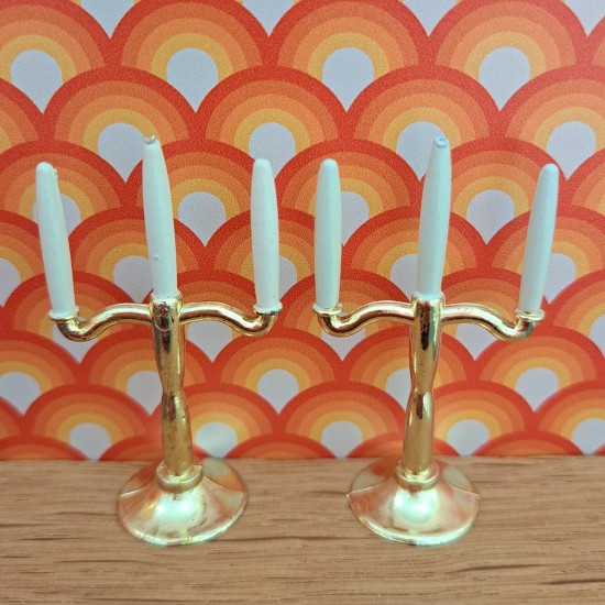 Carolines Home Dolls House Candlestick Candelabra Pair 2318