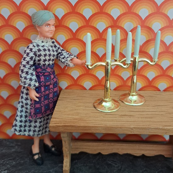 Carolines Home Dolls House Candlestick Candelabra Pair 2318