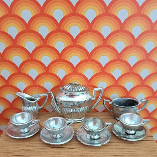 Carolines Home Dolls House Tea Set - Silver Tea Set 2.048