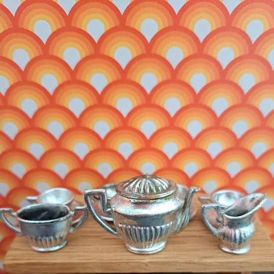Carolines Home Dolls House Tea Set - Silver Tea Set 2.048
