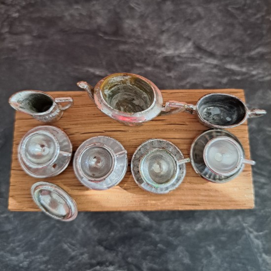 Carolines Home Dolls House Tea Set - Silver Tea Set 2.048