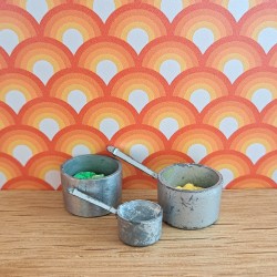 Dol Toi Dolls House 3 Metal Saucepans - 2 Large & 1 Small