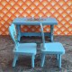 Lisa Of Denmark Dolls House Dining Room - Hamlet Blue Table & 2 Chairs 100