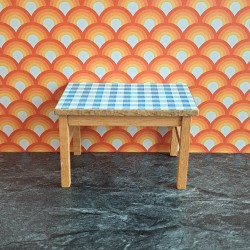 Lisa Of Denmark Dolls House Kitchen - Blue & White Check Table 243