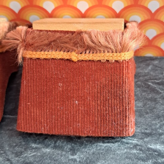 Lisa Of Denmark Dolls House Lounge - Nepal Orange Corduroy Armchair Pair 192