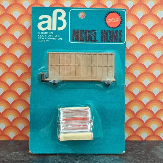 AB Barton Toys Dolls House Early Gold Radiator & Electric Fire - New Old Stock