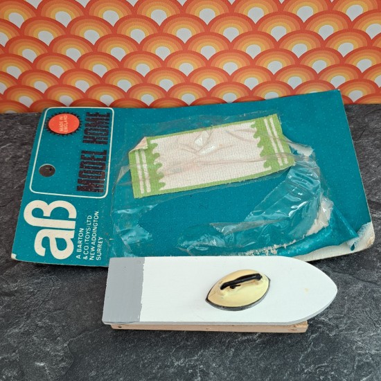 AB Barton Toys Dolls House Early Ironing Board & Iron - New Old Stock