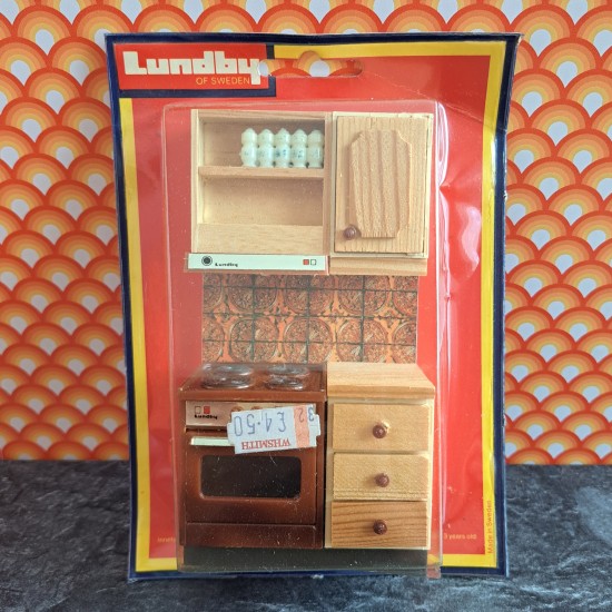 Lundby Dolls House Kitchen - Brown Tiled Set 9278 New Old Stock