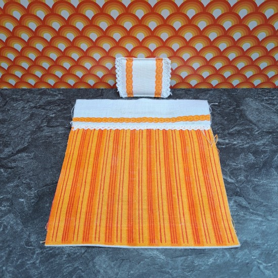 Lundby Dolls House Bedding - Orange Stripe Cover & Pillow 7500