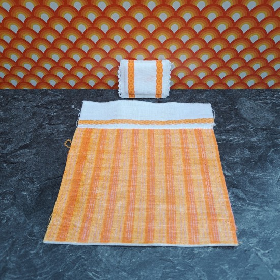 Lundby Dolls House Bedding - Orange Stripe Cover & Pillow 7500