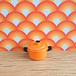 Lundby Dolls House Saucepans - Orange Lidded Casserole 60.5079
