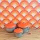 Lundby Dolls House Saucepans - Silver Grey, Red Lidded Set 6600