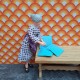 Lundby Dolls House Cushions 6610 - Blue Lined x 3