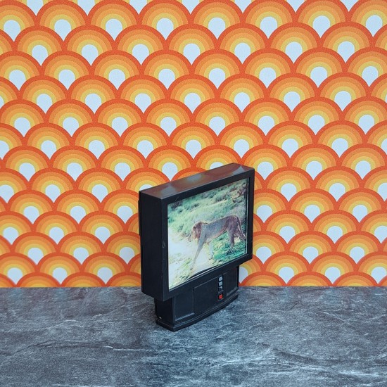 Lundby Dolls House Television - Black TV Lion Picture 