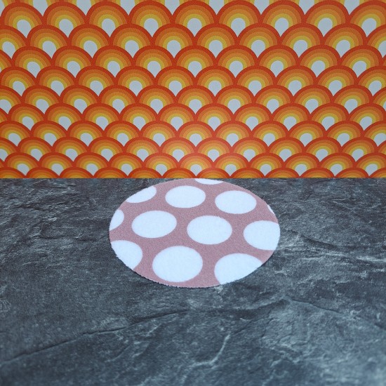 Lundby Dolls House Rug - Bathroom Mat Dusky Pink With White Circles 60.2033