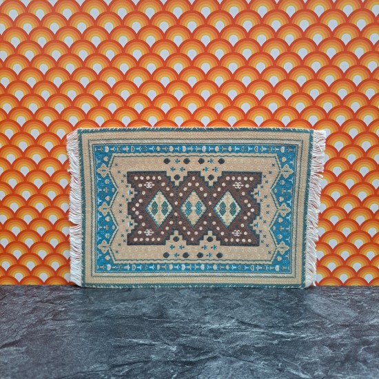 Lundby Dolls House Rug - Brown And Blue Large Oblong 6291