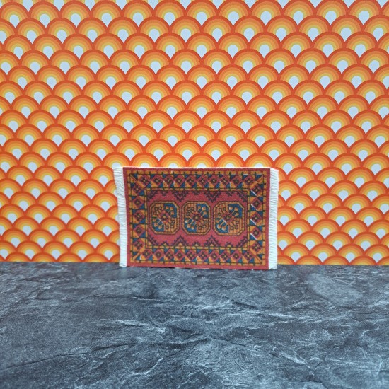 Lundby Dolls House Rug - Red And Orange Medium Oblong 6282