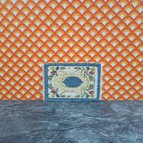 Lundby Dolls House Rug - Oblong Yellow & Blue Flowered 6282