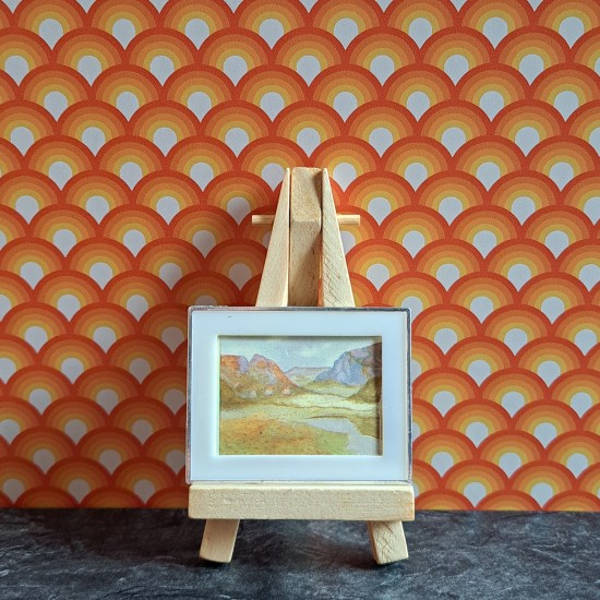 Lundby Dolls House Picture - Mountain Landscape White Frame Picture 6617