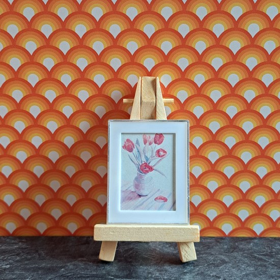 Lundby Dolls House Picture - Flowers In A Vase White Frame Picture 2 6617