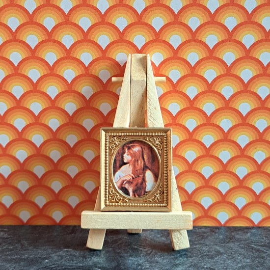 Lundby Dolls House Picture - Girl Brushing Hair Gold Frame Picture
