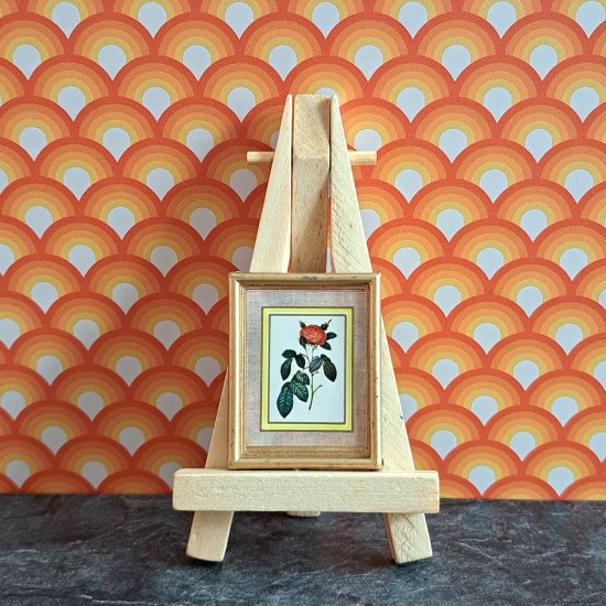 Lundby Dolls House Picture - Small Rose Picture Gold Frame 