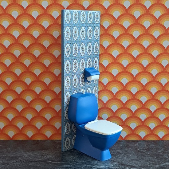 Lundby Dolls House Bathroom - Blue Tiled Manor Bathroom Set