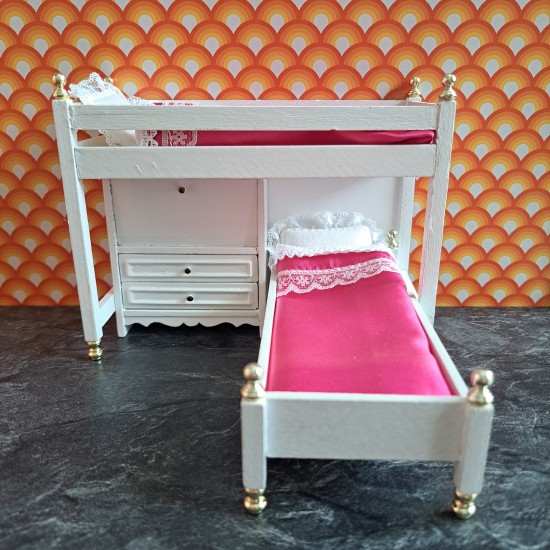 Lundby Dolls House White Tall Bunk Bed Set 9754