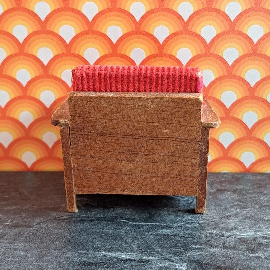 Lundby Dolls House Lounge - Red Corduroy Armchair