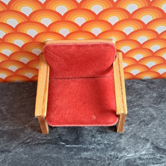 Lundby Dolls House Lounge - Red Velvet Armchair